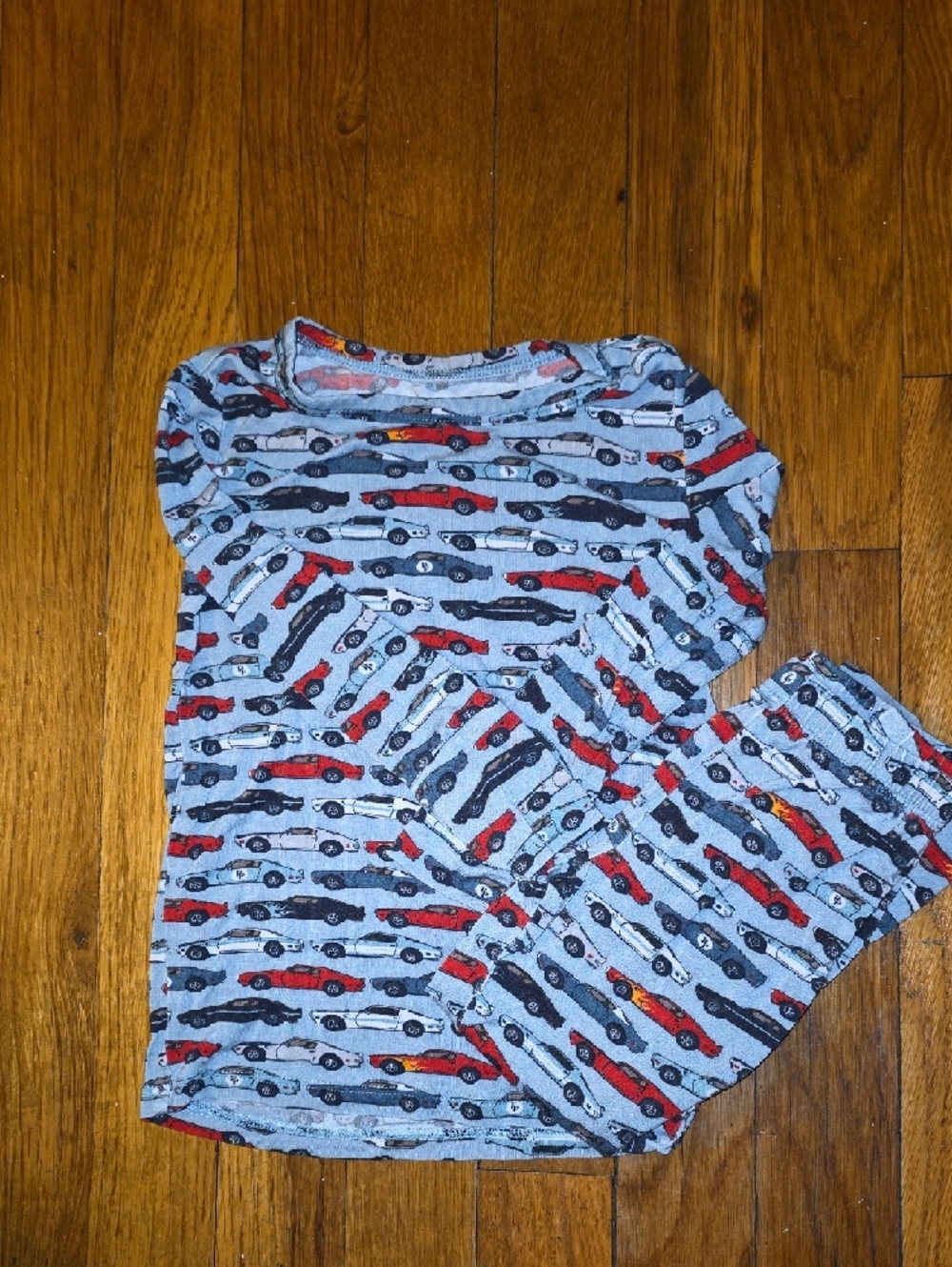 Posh Peanut Gray Car Print Pajama Set with Red and Black Cars - Picture 3 of 6